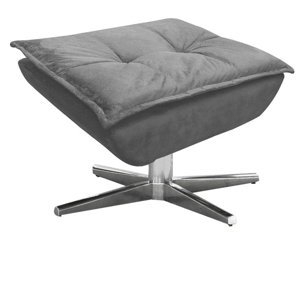 Puff Decorativo Sala de Estar Base Giratória Cromada Opla Suede Grafite - Ibiza