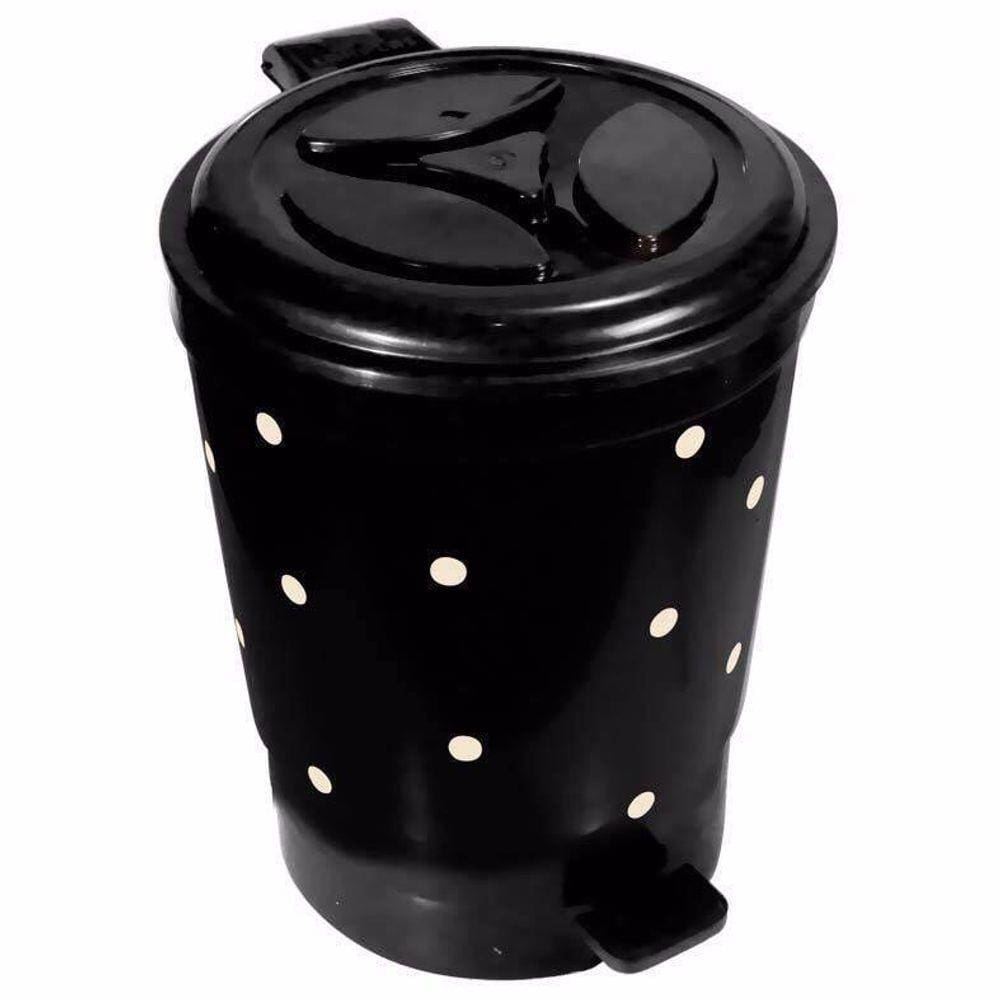 Lixeira para Banheiro ou Cozinha 15 Litros Pedal Poá Preto
