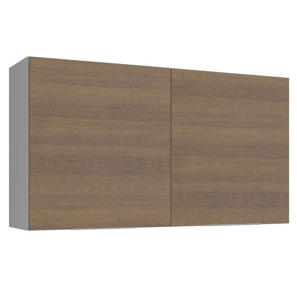 Armário Aéreo Madesa Stella 120 cm 2 Portas - Branco/Rustic