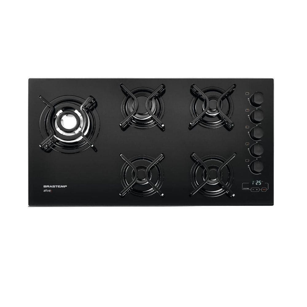 Cooktop Brastemp 5 Bocas Vidro Preto Bivolt BDT85AEUNA