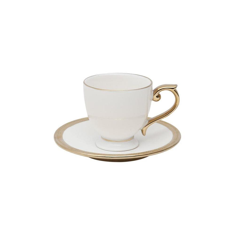 Conjunto 6 Xícaras Café Porcelana Com Pires Paddy 90Ml
