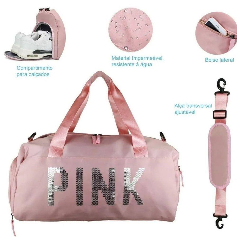 pink sequin duffle bolsa