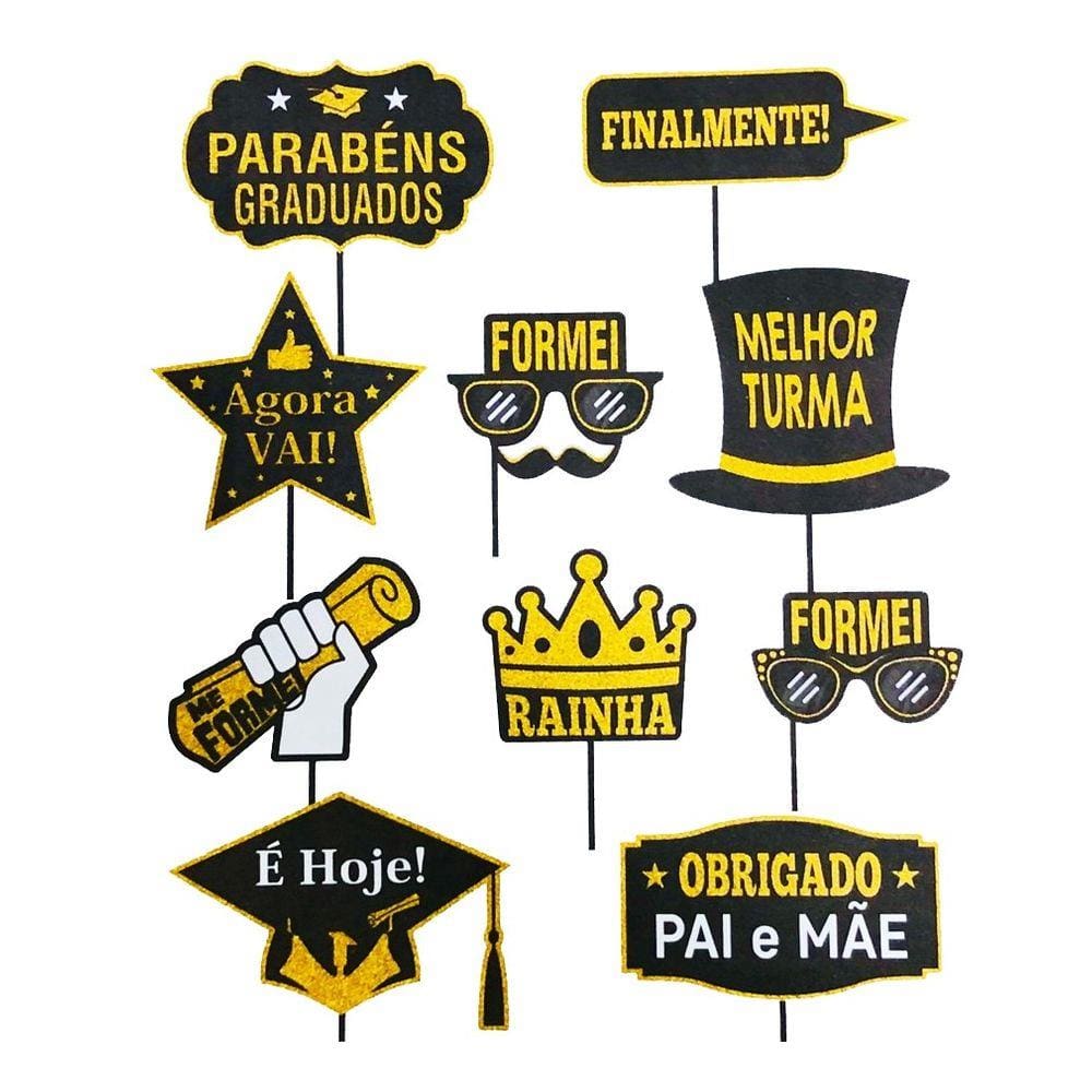 Kit Plaquinhas Divertidas para Formatura - 10 unidades