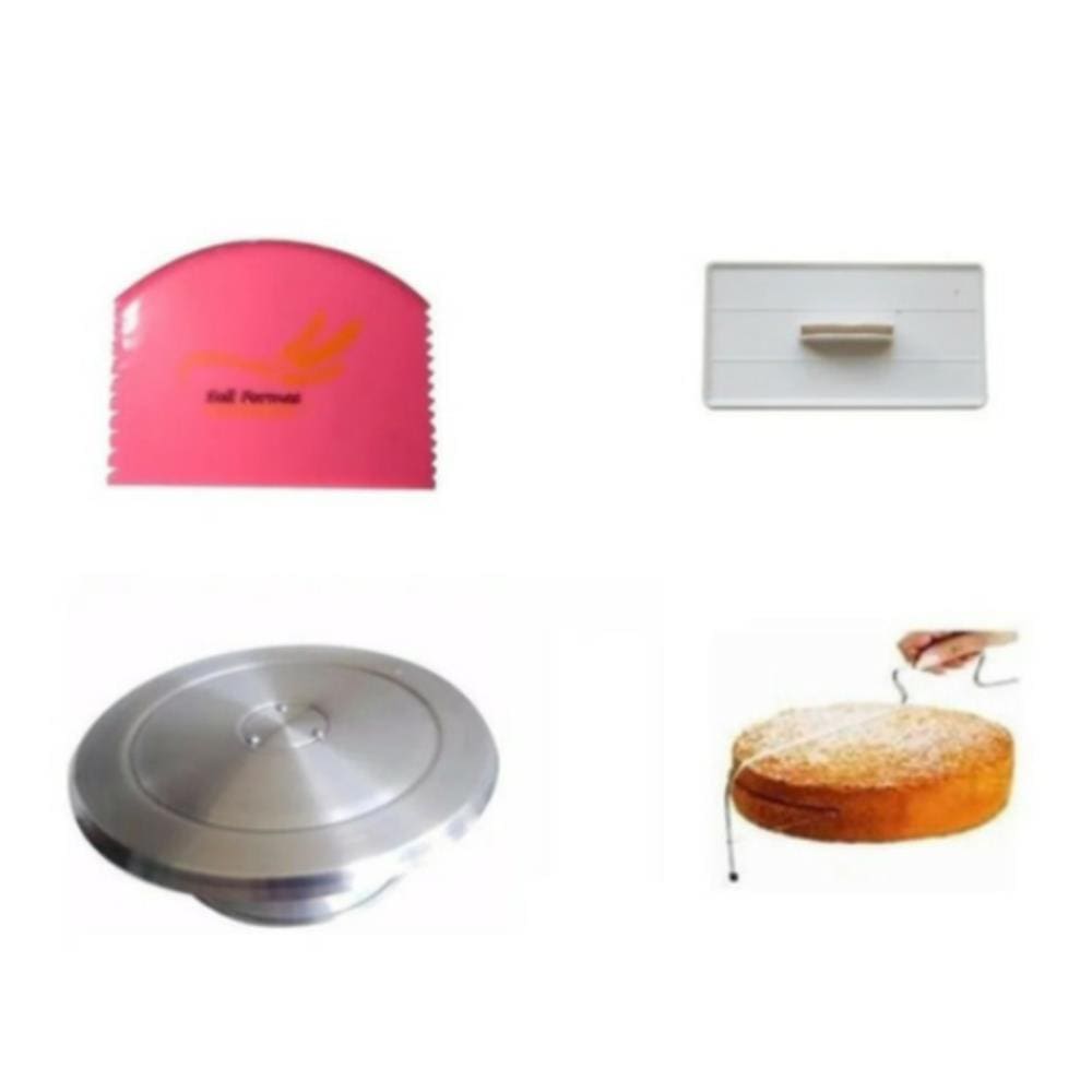 Bailarina Grande 40cm + Alisador Pasta Americana + Espátula 4 Funções + Nivelador De Bolos
