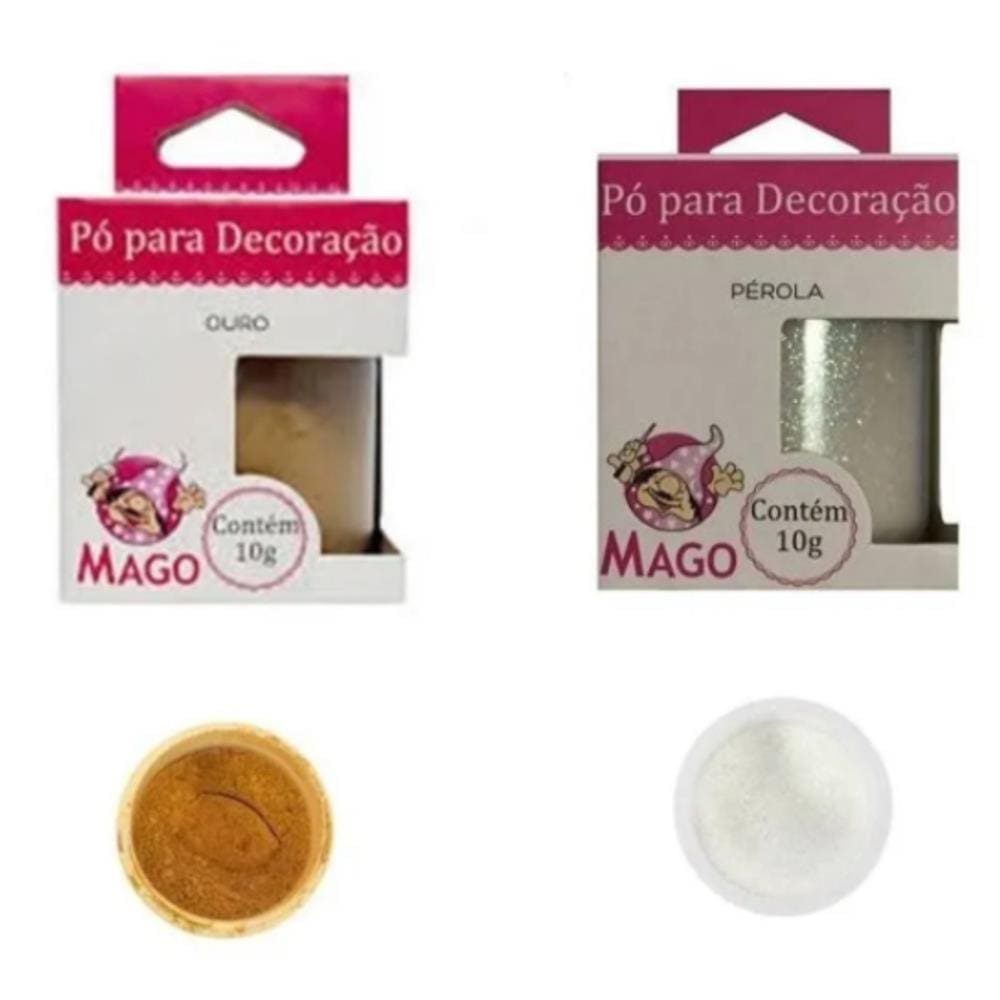 Kit Pó Para Decoração Mago Pérola + Ouro