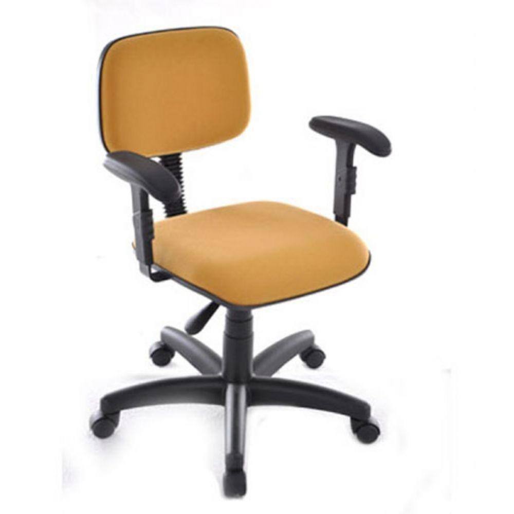 Cadeira Secretária Base Giratória Com Braços Square Amarelo