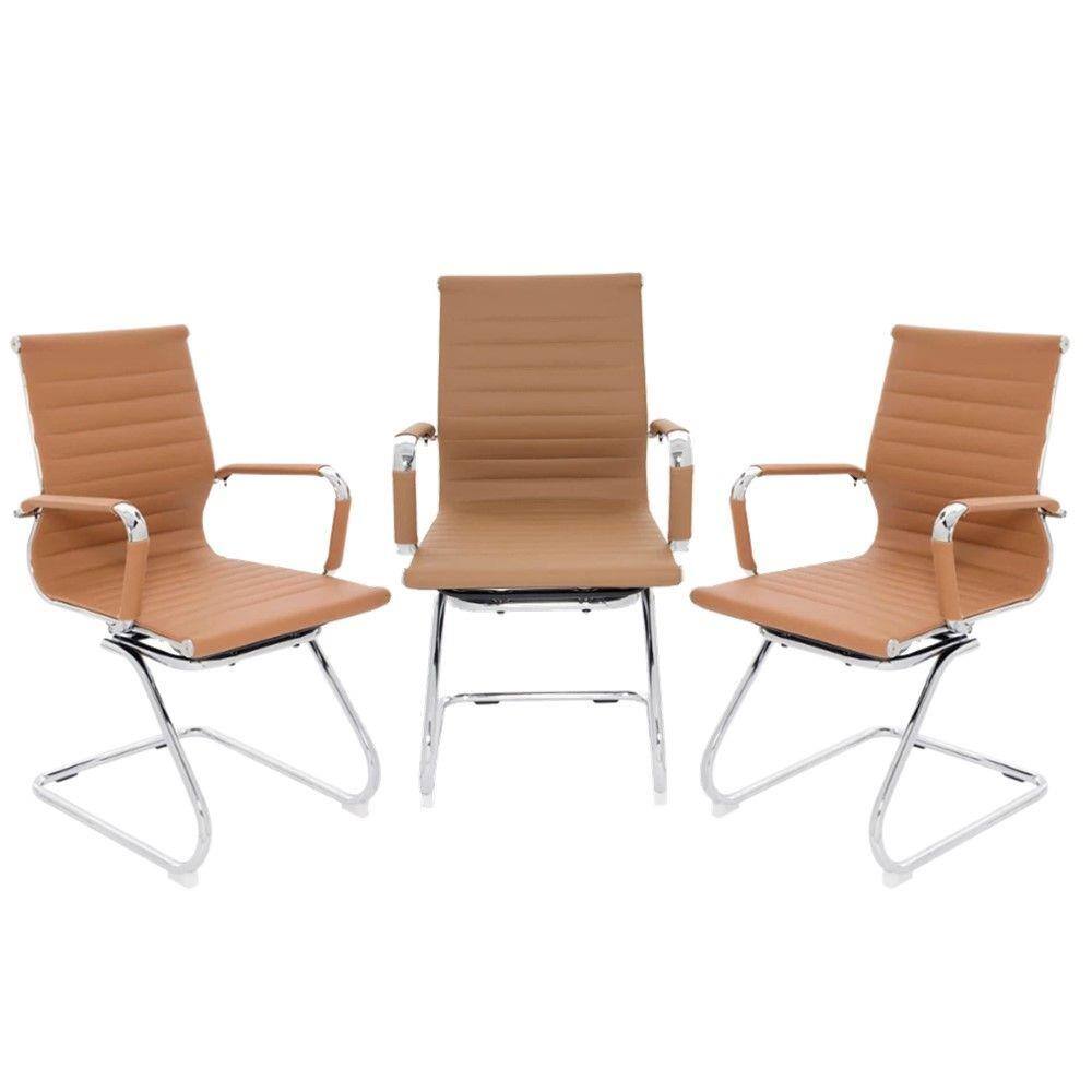 Conjunto com 3 Cadeiras Executivas Boston Base Fixa Esteirinha