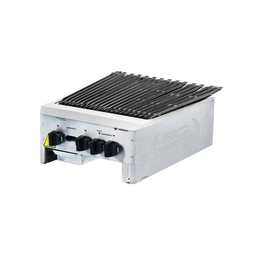 Chapa Charbroiler Americana Grill Inox Gás 45 cm CGG45 - Venâncio