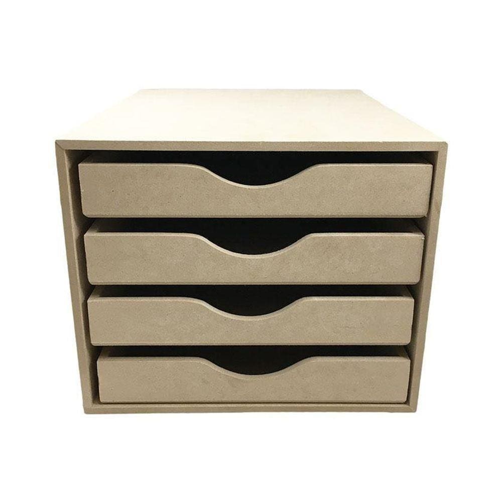 Organizador De Folhas Sulfite A4 4 Gavetas Em Mdf