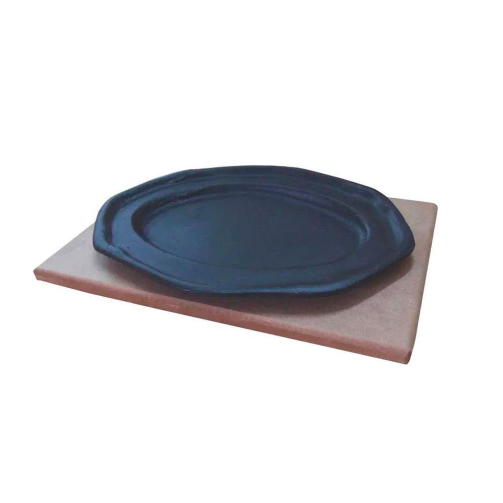 Jogo 5 Tepan 26x16cm Ferro Fundido E 5 Aparador Em Madeira