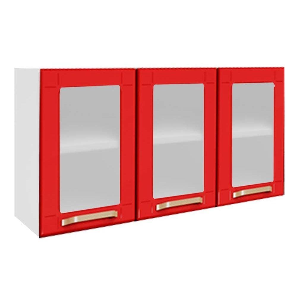 Armário de Cozinha Bertolini Colors 6010 3 Portas Branco/Vermelho