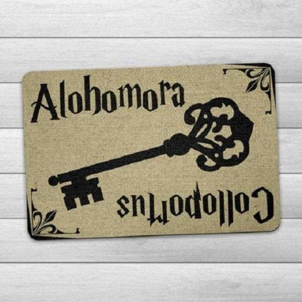 Tapete Capacho Harry Potter Alohomora 60x40cm bege