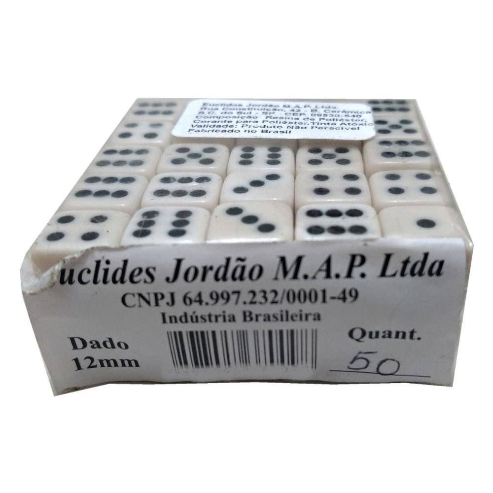 Jogo De Dados 12 Mm - Euclides Jordão - 50 Unidades