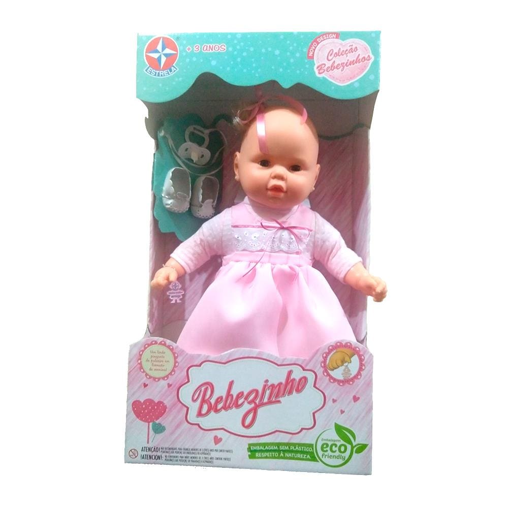 Boneca Bebezinho  Vestido  Rosa - Estrela