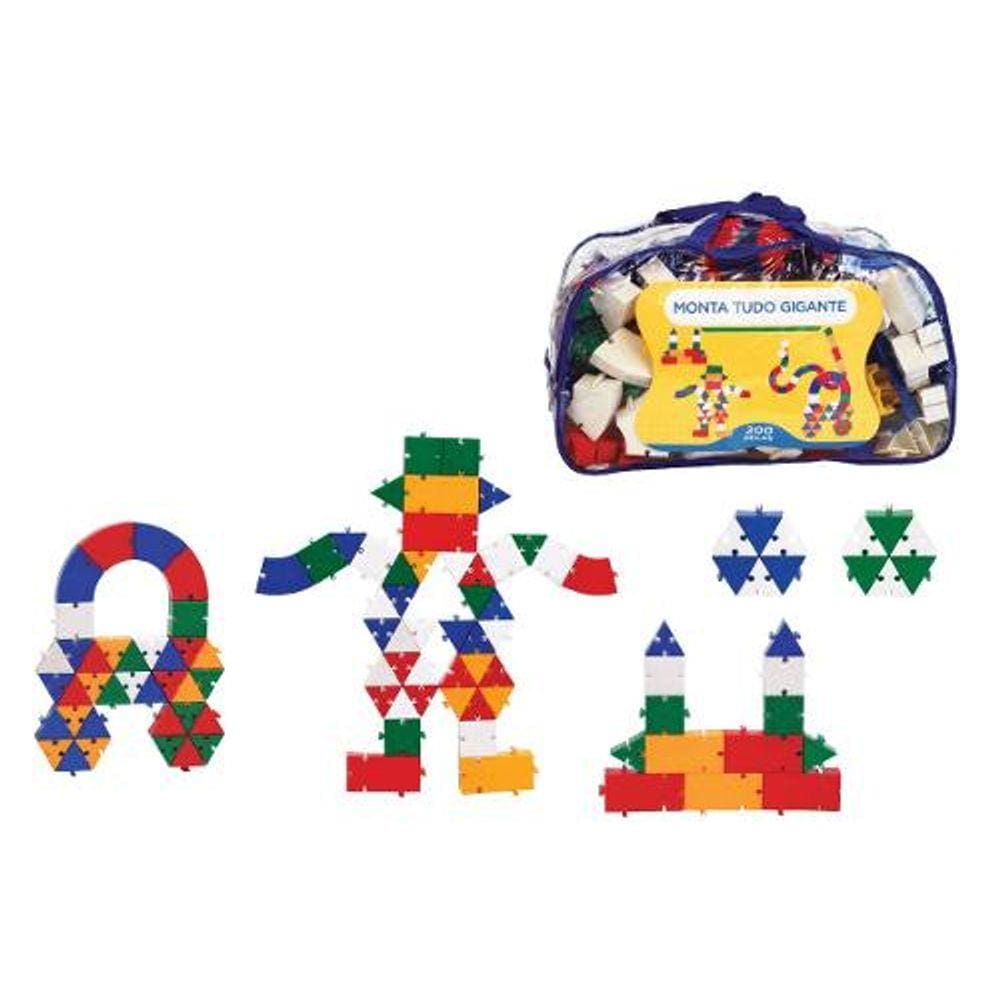 Brinquedo Pedagógico Peças Encaixe Monta Tudo Gigante 200 Un