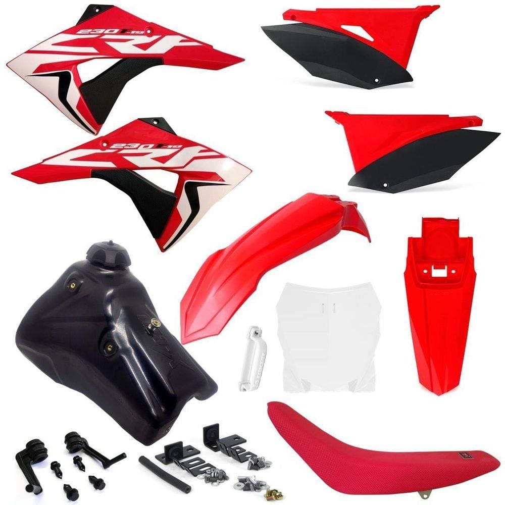 Kit Plástico Carenagem Crf 230 07 08 09... Tanque 7 Litros Number Plate