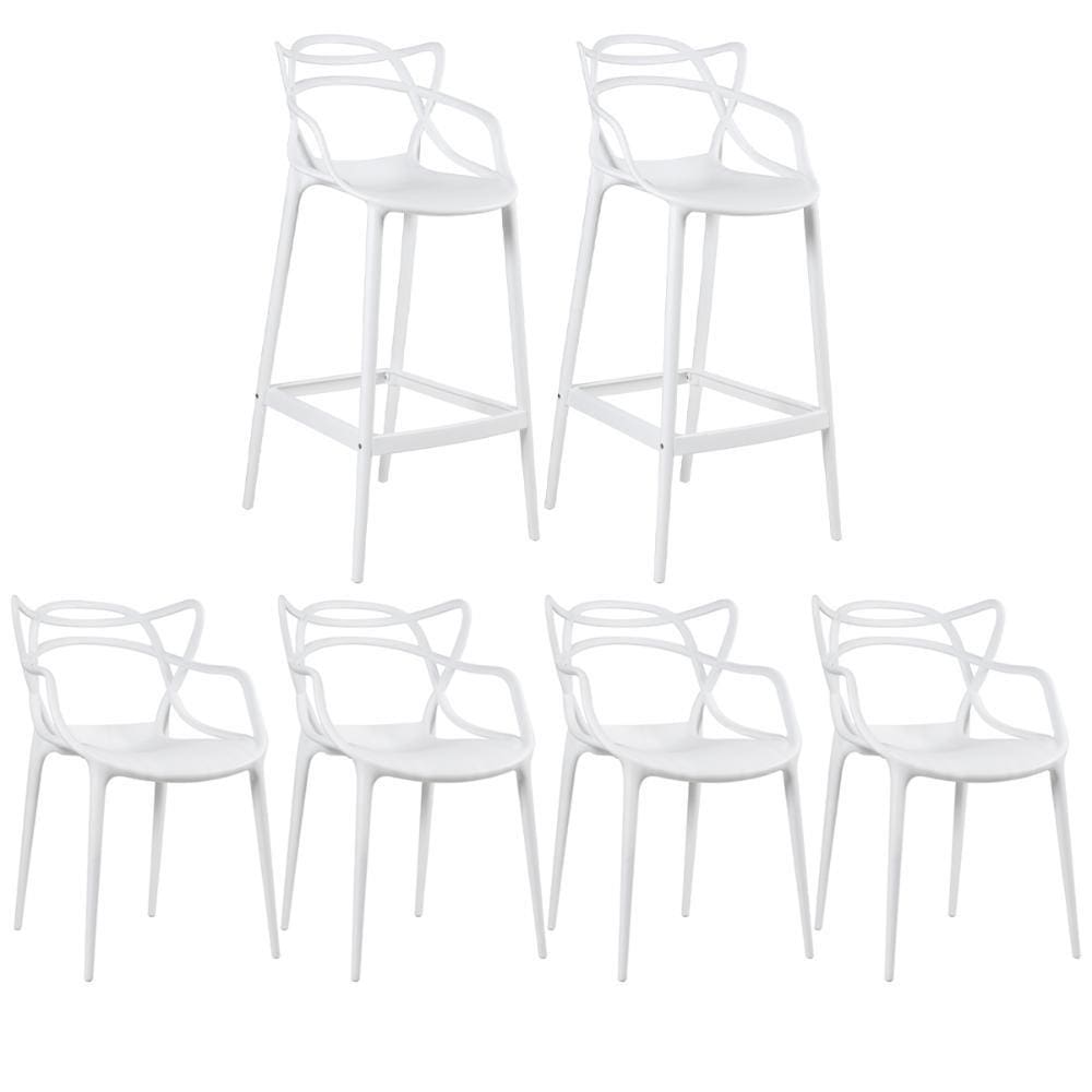 KIT - 2 x banquetas Allegra + 4 cadeiras Allegra