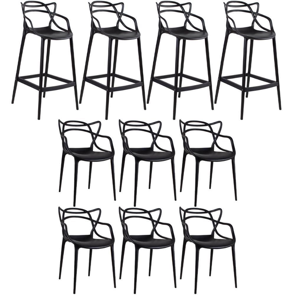 KIT - 4 x banquetas Allegra + 6 cadeiras Allegra