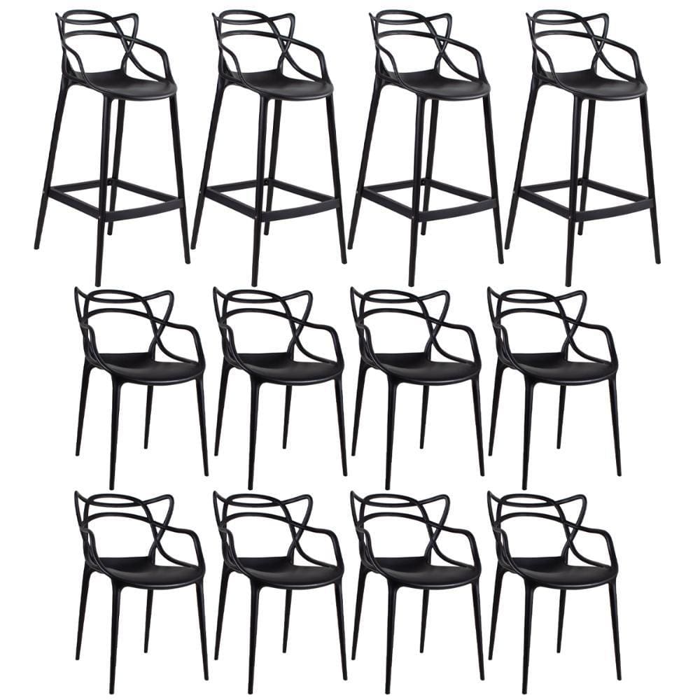 KIT - 4 x banquetas Allegra + 8 cadeiras Allegra