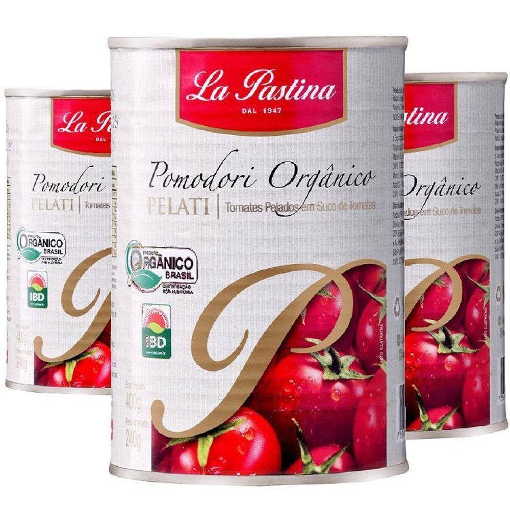 Kit 3 Unidades Tomate Pelado Orgânico La Pastina 400G