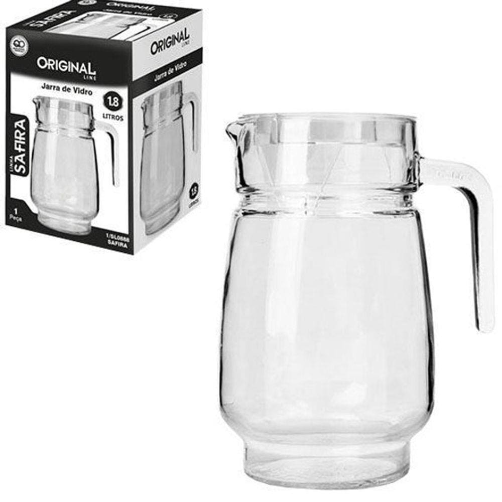 Jarra De Vidro Lisa Com Tampa De Acrílico Glass 1,8L