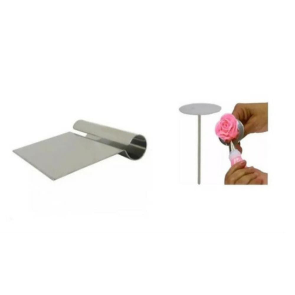 Espátula Cabo Tubular Inox + Kit Suporte De Rosas