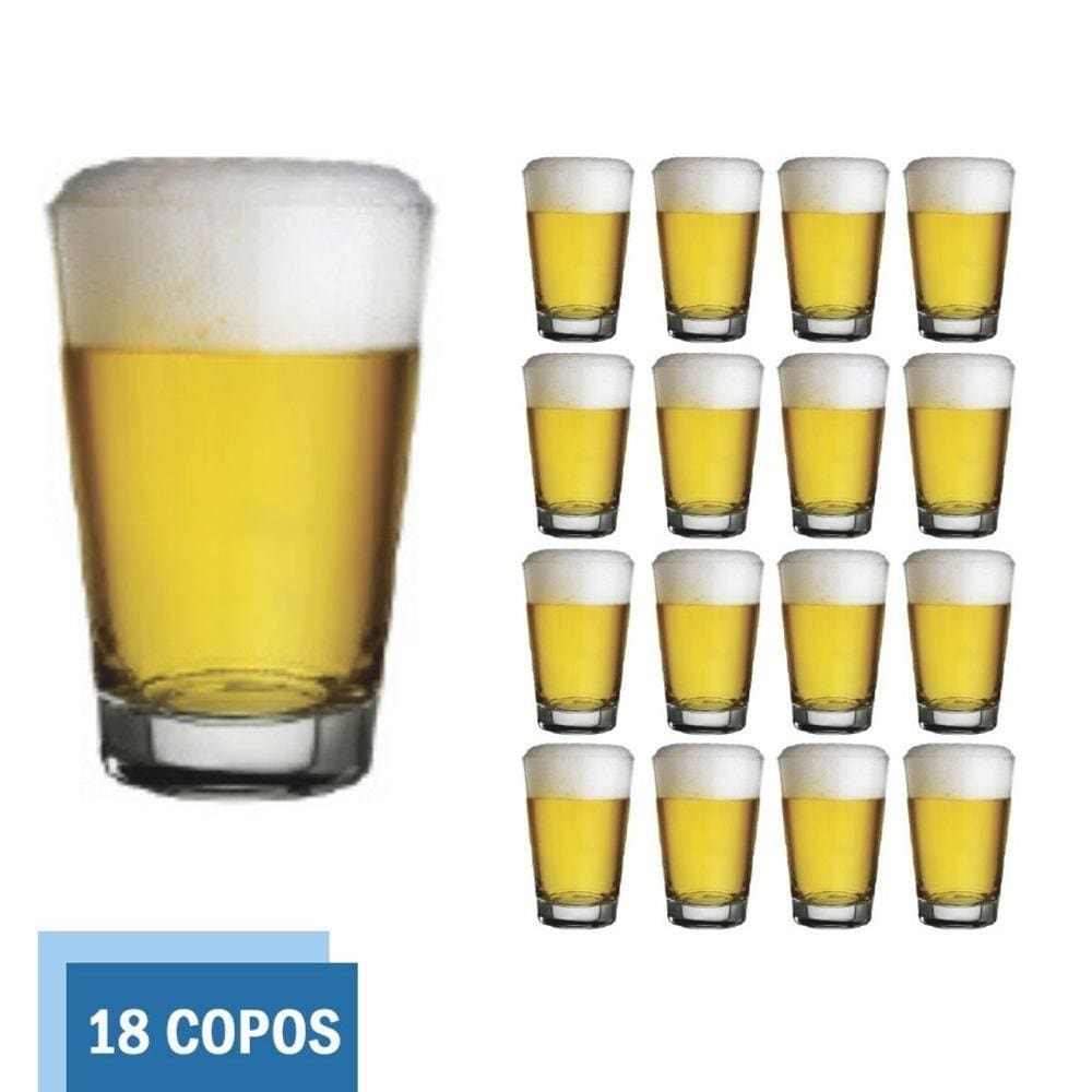 Jogo 18 Copo De Vidro 350ml Caldereta Cerveja Suco Bar Nadir