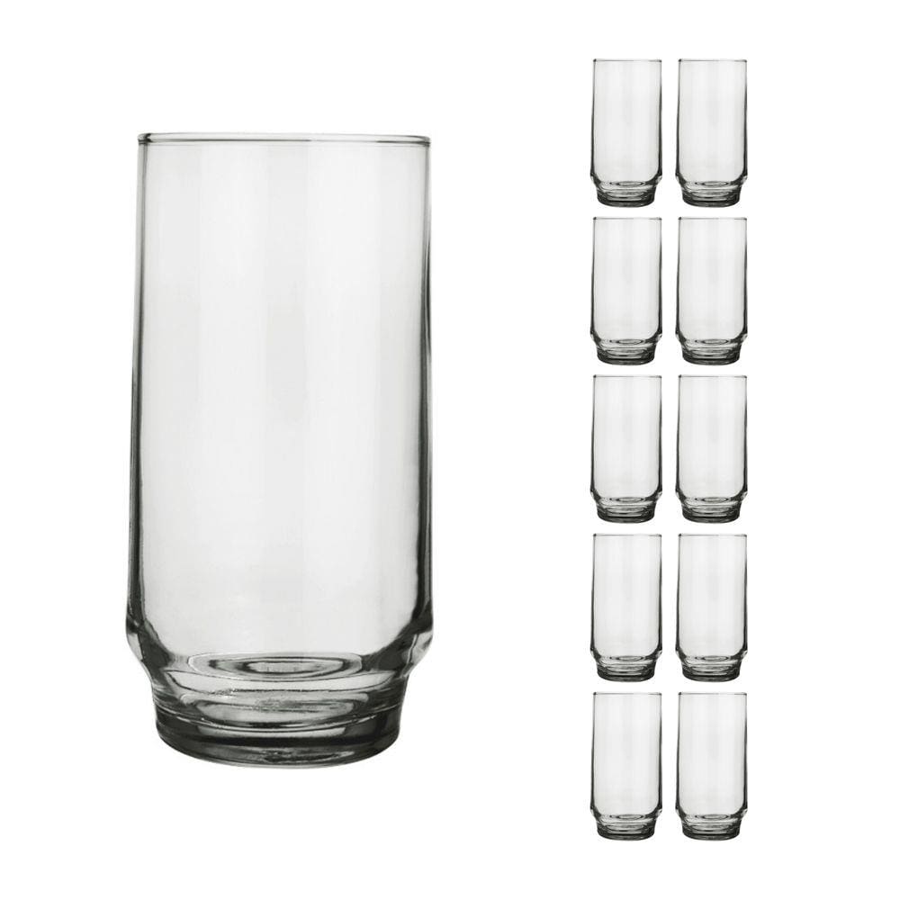 Jogo 10 Copo 410ml Vidro Lights Suco Agua Transparente Nadir