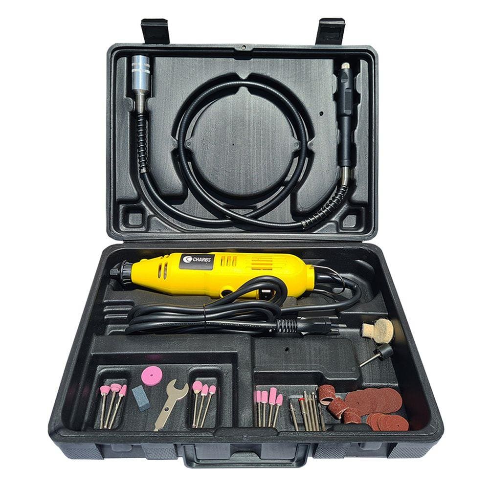 Micro Retífica c/ Suporte e Chicote + 40 Acessórios - CHARBS