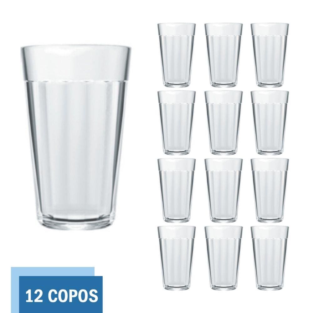 Kit 12 Copo Americano Vidro Long Drink 345ml Cristal Nadir