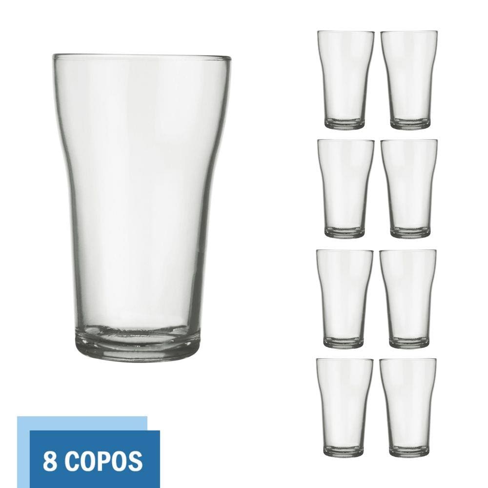 Conjunto 8 Copos Vidro 200ml Boteco Chopp Transparente Nadir