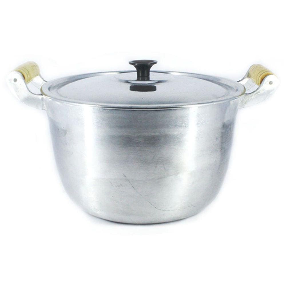 Caldeirão Alumínio Fundido Polido Alça de Madeira 26cm