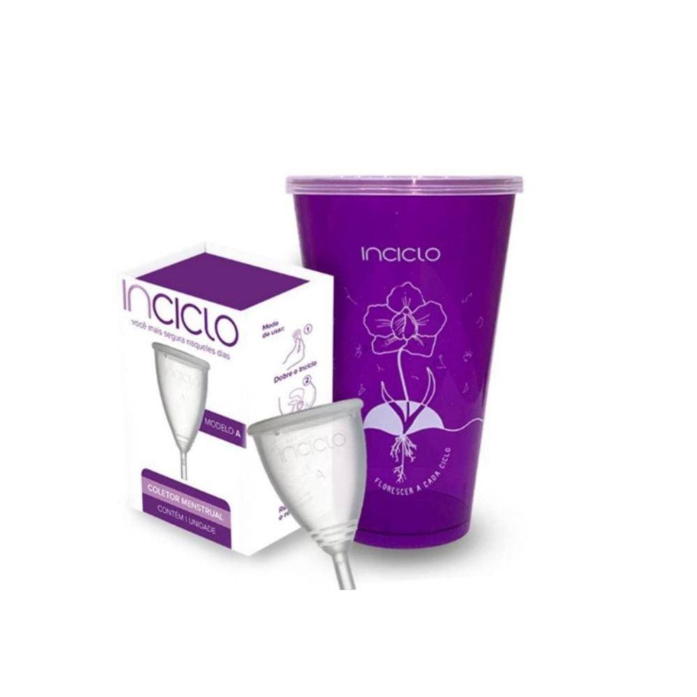 Coletor Menstrual Modelo A + Copo Esterilizador Inciclo Kit Certificado pela Anvisa