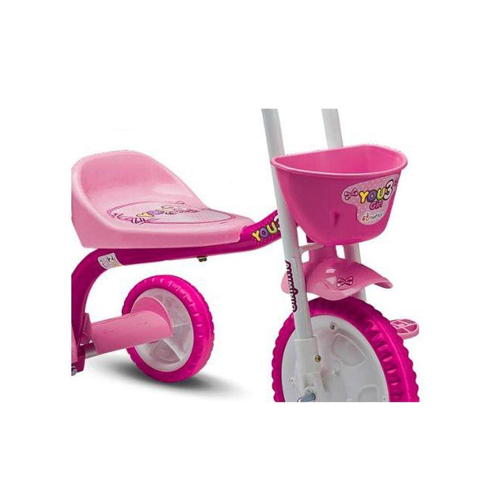 Triciclo Infantil Menina You Girl Rosa Aro 5 Nathor