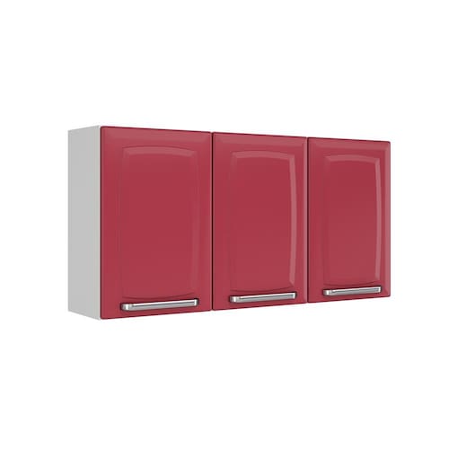 Armário Aéreo Itatiaia Luce com 3 Portas - Vermelho Menor preço em Armário Aéreo Itatiaia Luce com 3 Portas - Vermelho