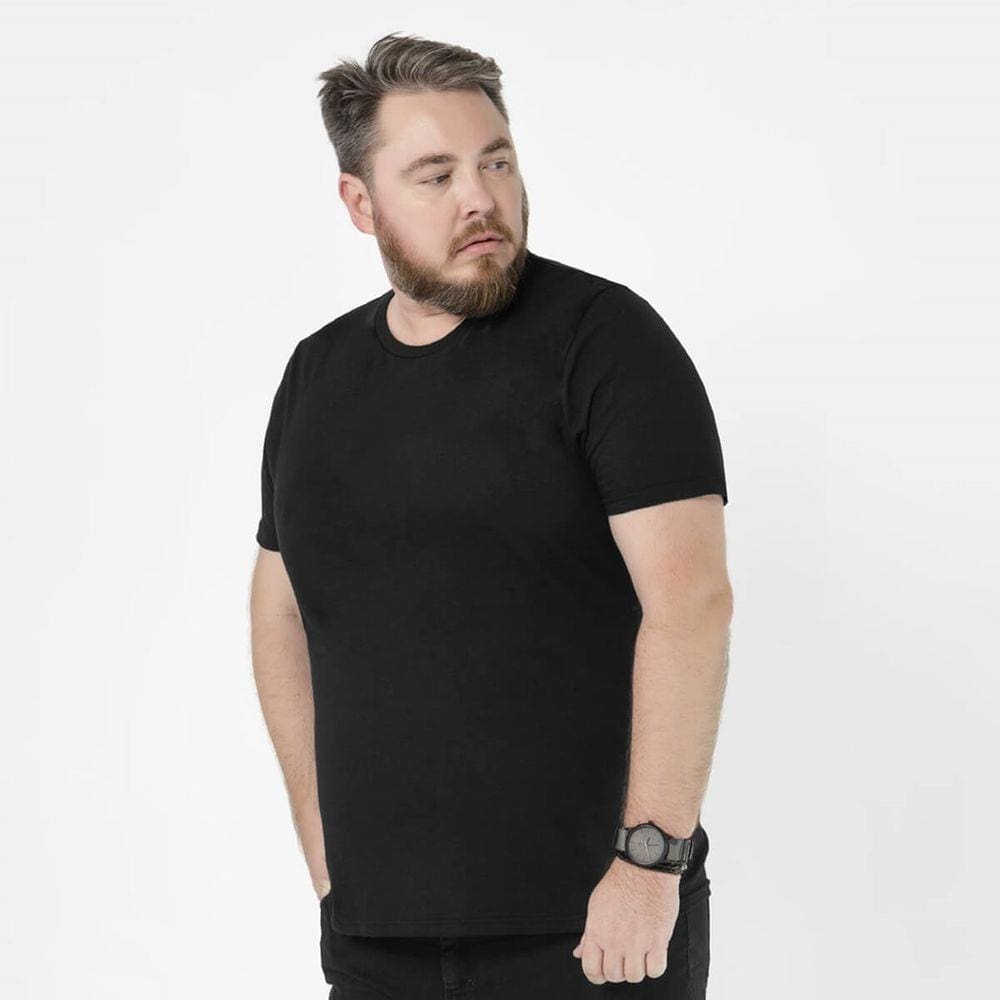 Camiseta Masculina Básica Plus Size Comfort Preta