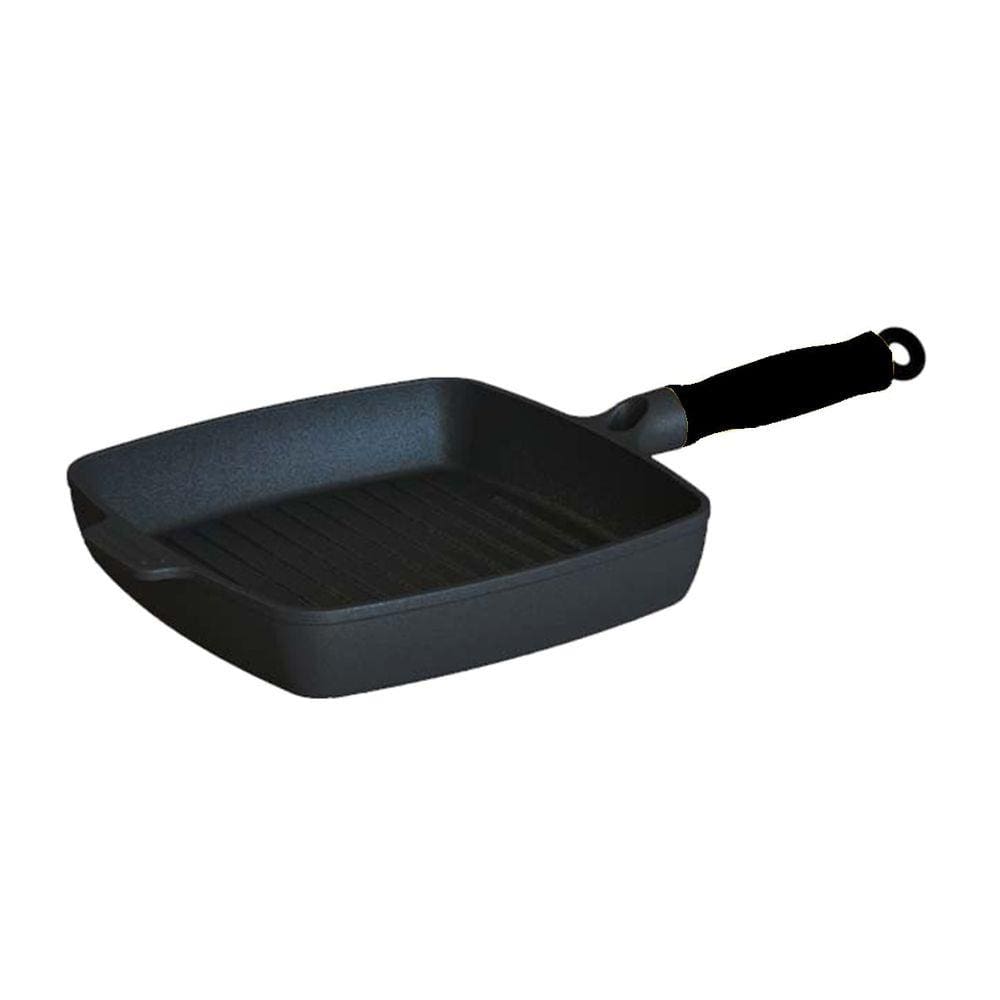 Bistequeira estriada com cabo de silicone 22x22 Preto