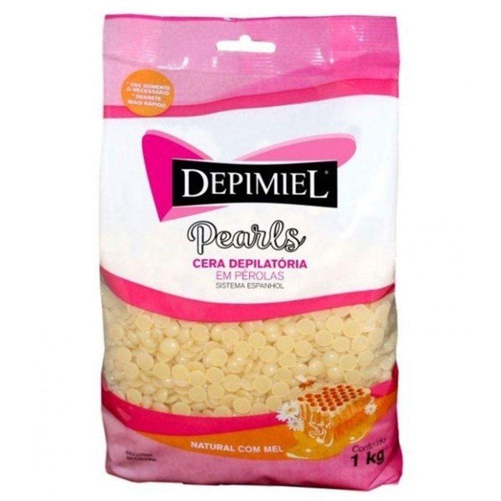 Cera Depilatória em Pérolas Natural com mel sistema espanhol Depimiel 1kg