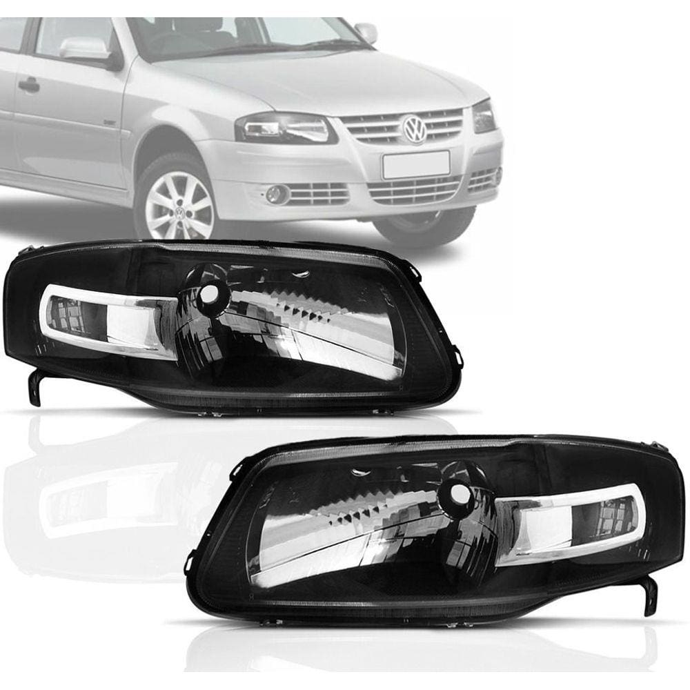 Par Farol Vw Gol Power Parati Saveiro G4 Máscara Negra