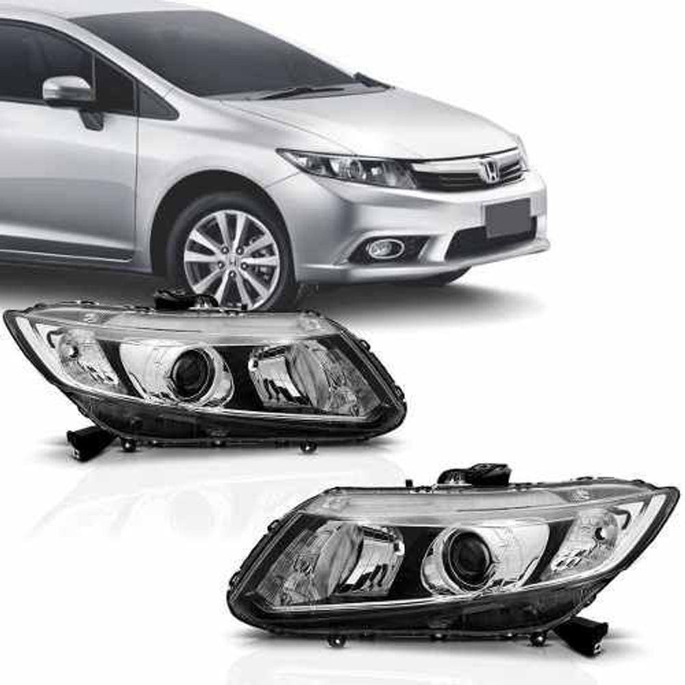 Par Farol Elétrico Honda Civic 2013 2014 2015 2016 Com Motor