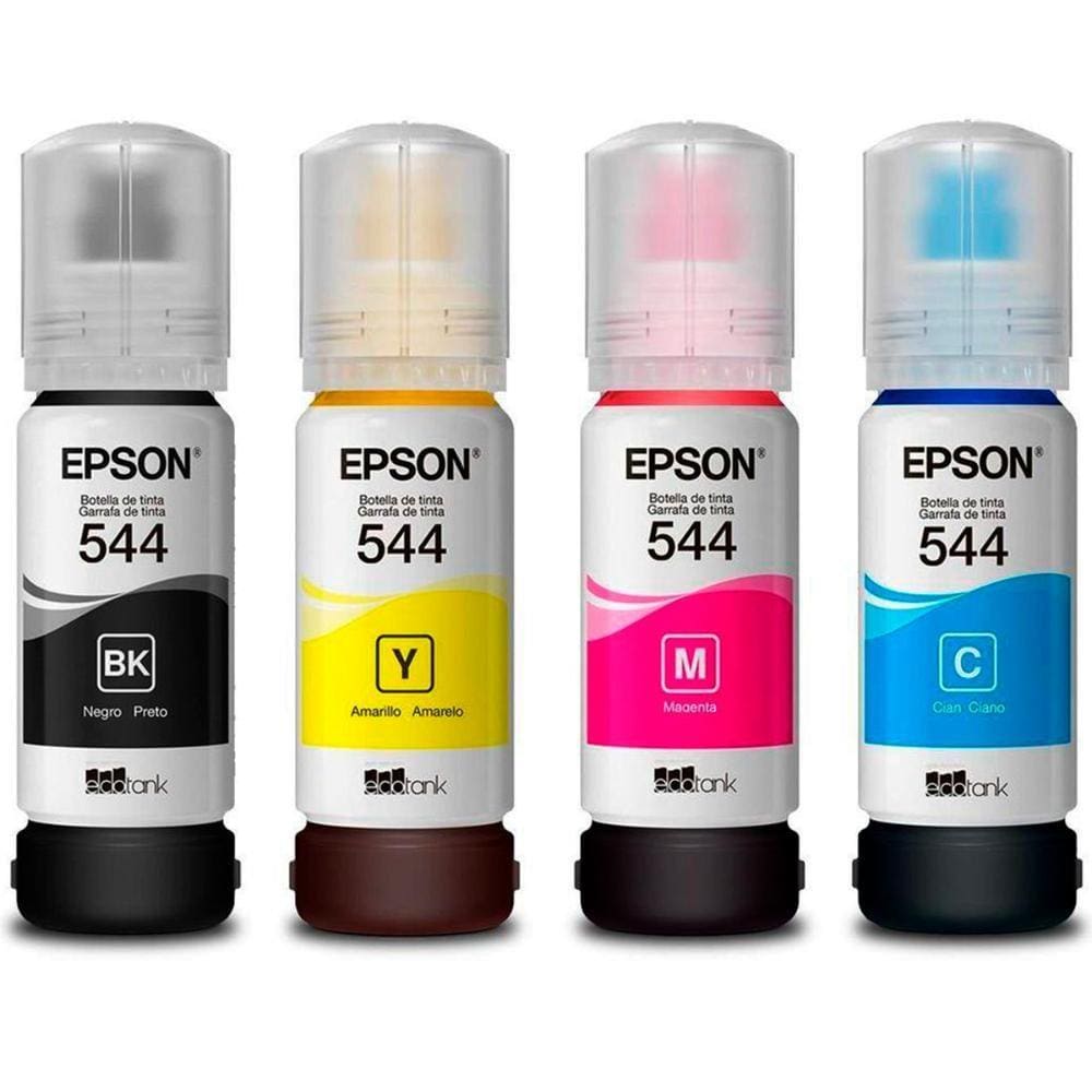 Pack de Refil de Tinta Epson T544 - Preto, Vermelho, Amarelo, Azul