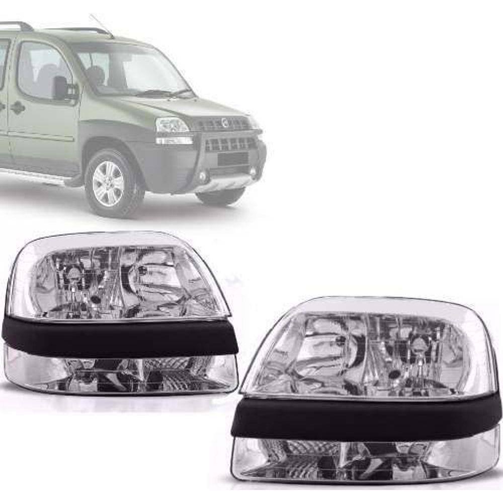 Farol Fiat Doblô 2003 2004 2005 2006 2007 2008 2009 Cromado