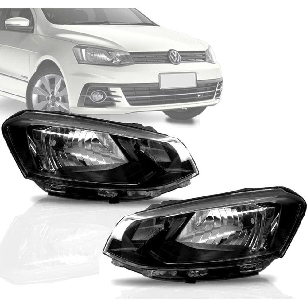 Farol Vw Gol G7 2016 2017 2018 Foco Simples Friso Preto