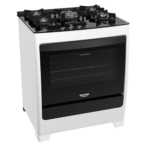 imagem-Fogão 5 bocas Dako Branco Supreme Glass Mesa de Vidro Bivolt