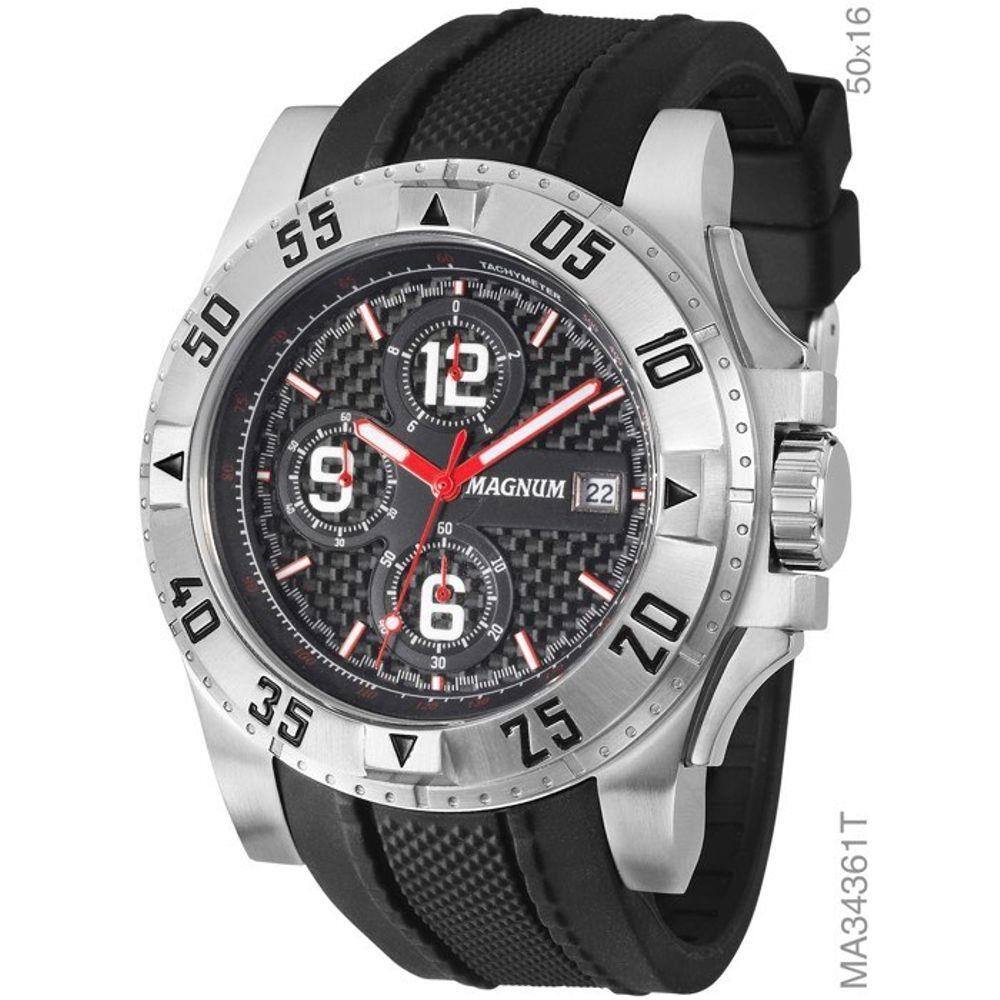 Relógio Magnum Sports Masculino Ma31524b Pulseira De Couro