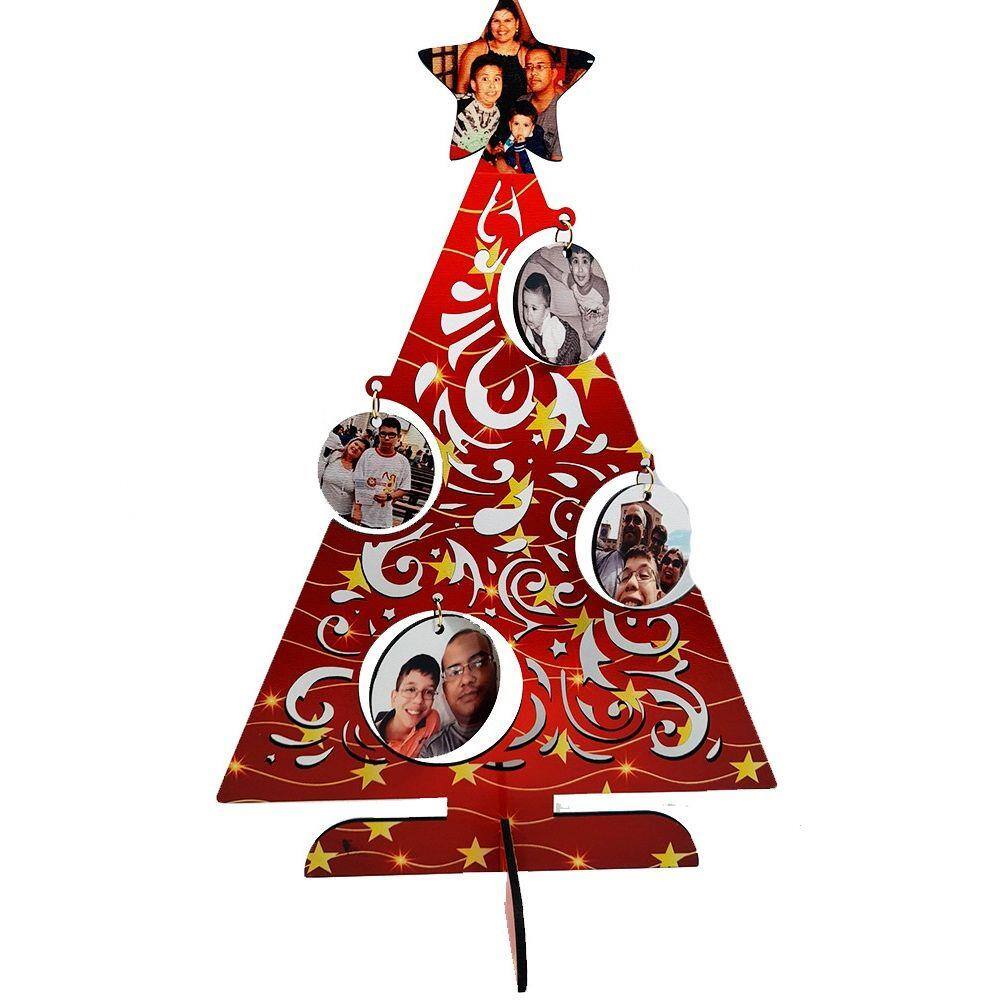 Arvore de Natal em MDF personalizada com fotos + bolinhas