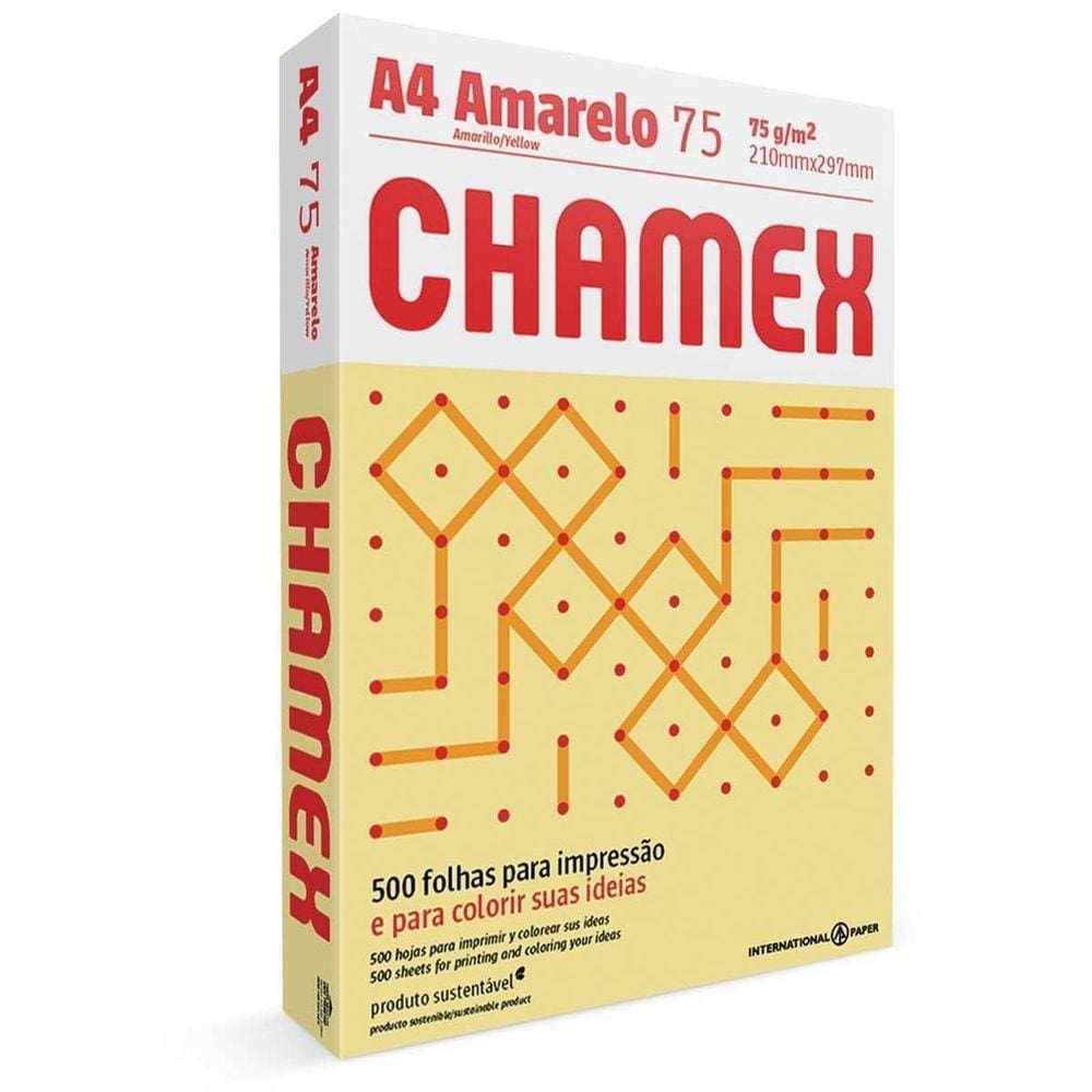 Papel Sulfite A4 Colorido Chamex 75G Amarelo