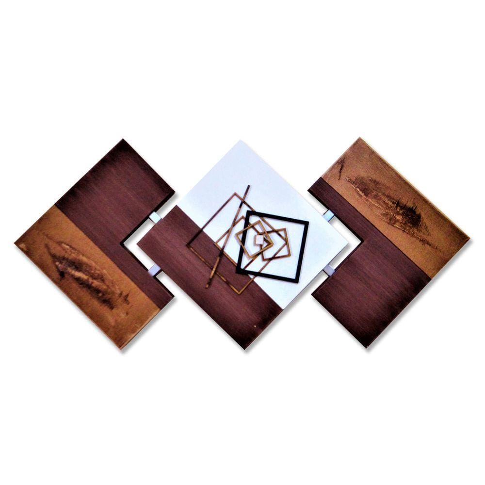Quadro Decorativo Horizontal Tipo Seta Abstrato Marrom