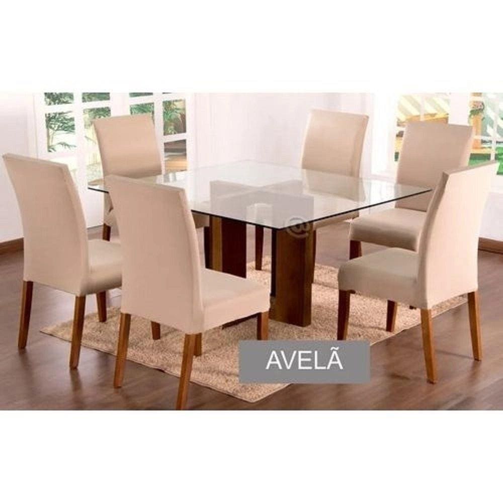 Capa para cadeira Lisa kit 8 lugares malha - Avelã