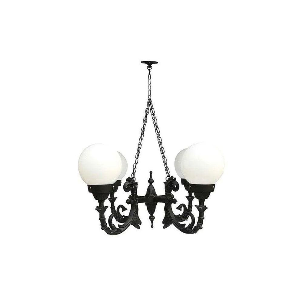 Lustre Colonial Paris Com Corrente Em Alumínio 04 Globos